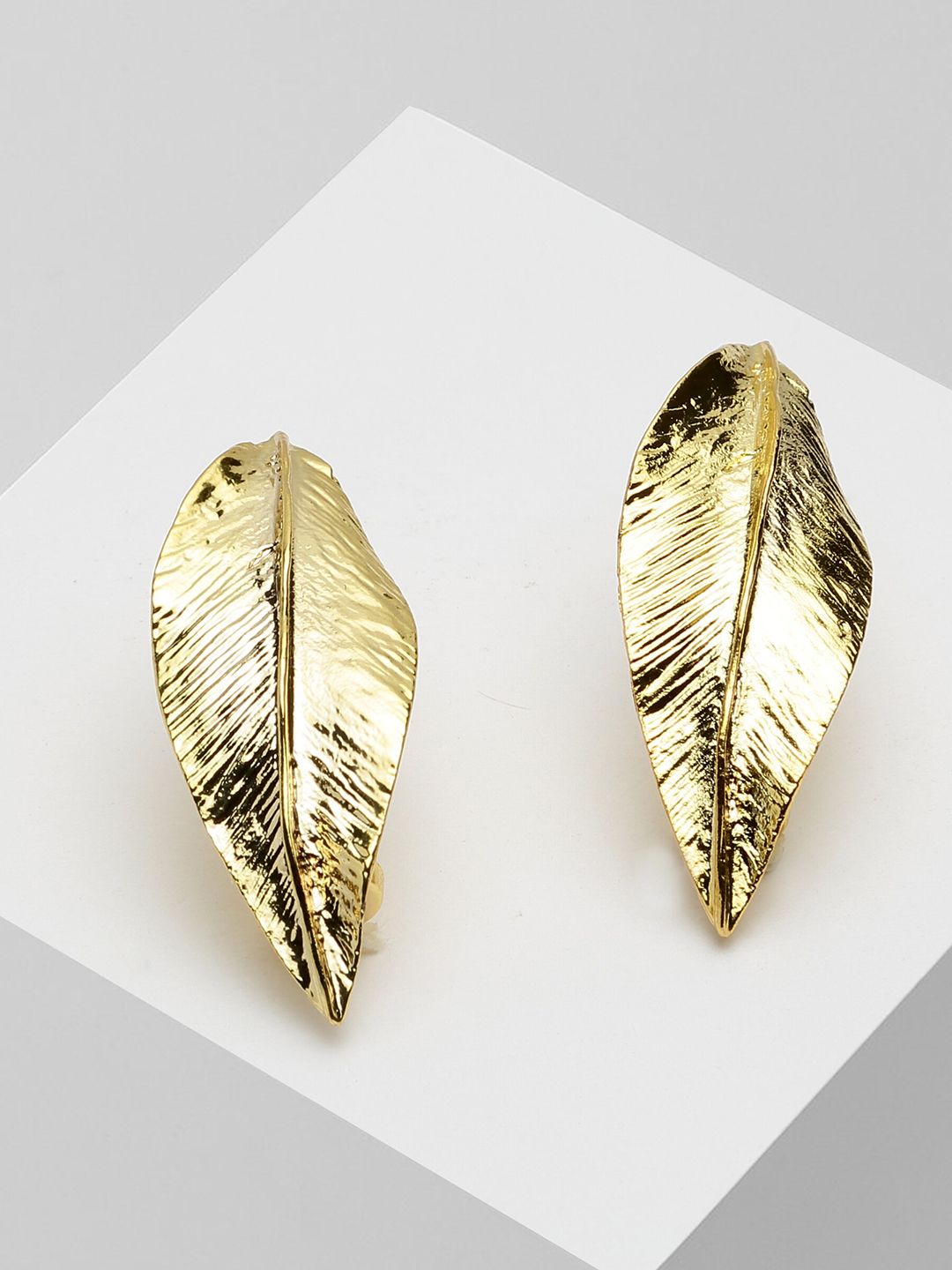 Wild & Free Gold-Plated Leaf Shaped Drop Earrings Price in India