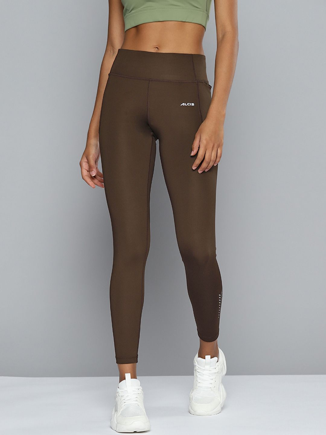 Alcis Women Coffee Brown Solid Tights Price in India