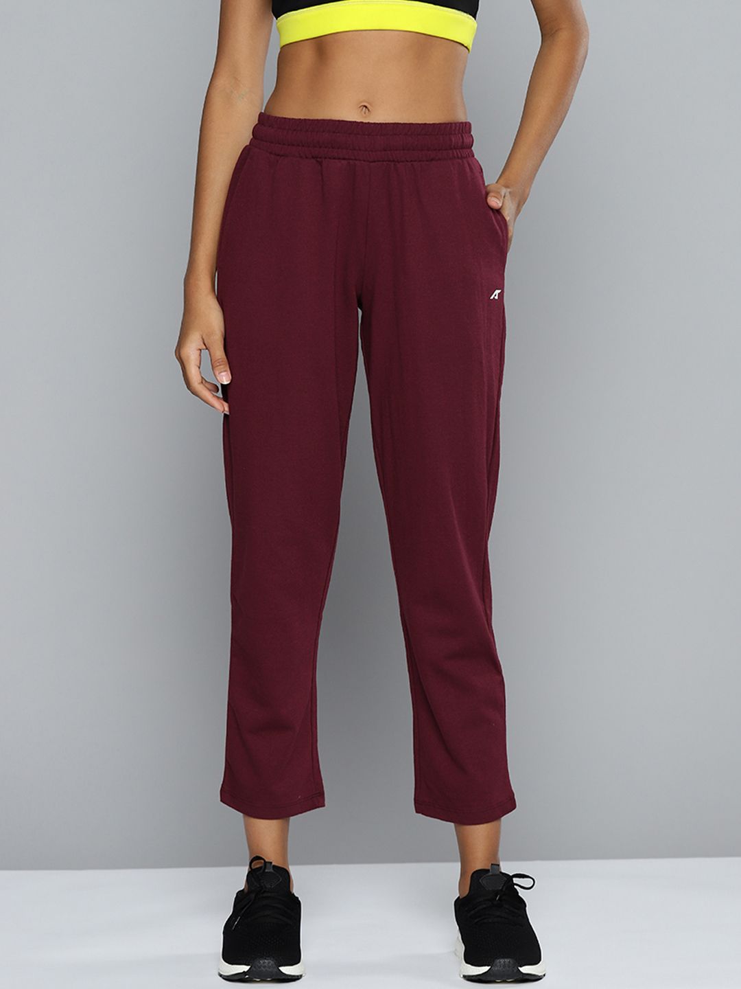 Alcis Women Maroon Solid Track Pants Price in India