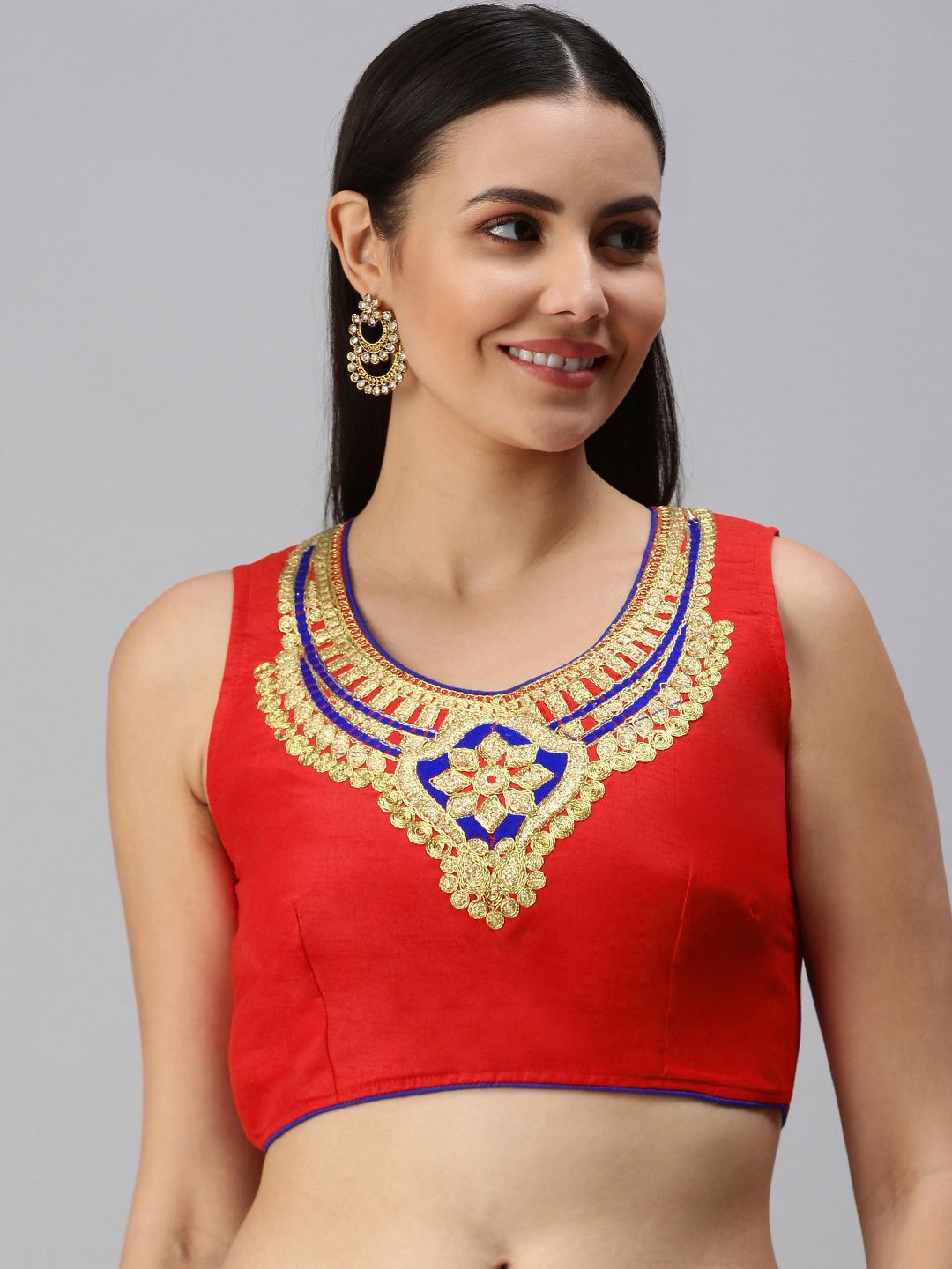 flaher Women Red Embroidered Readymade Blouse Price in India