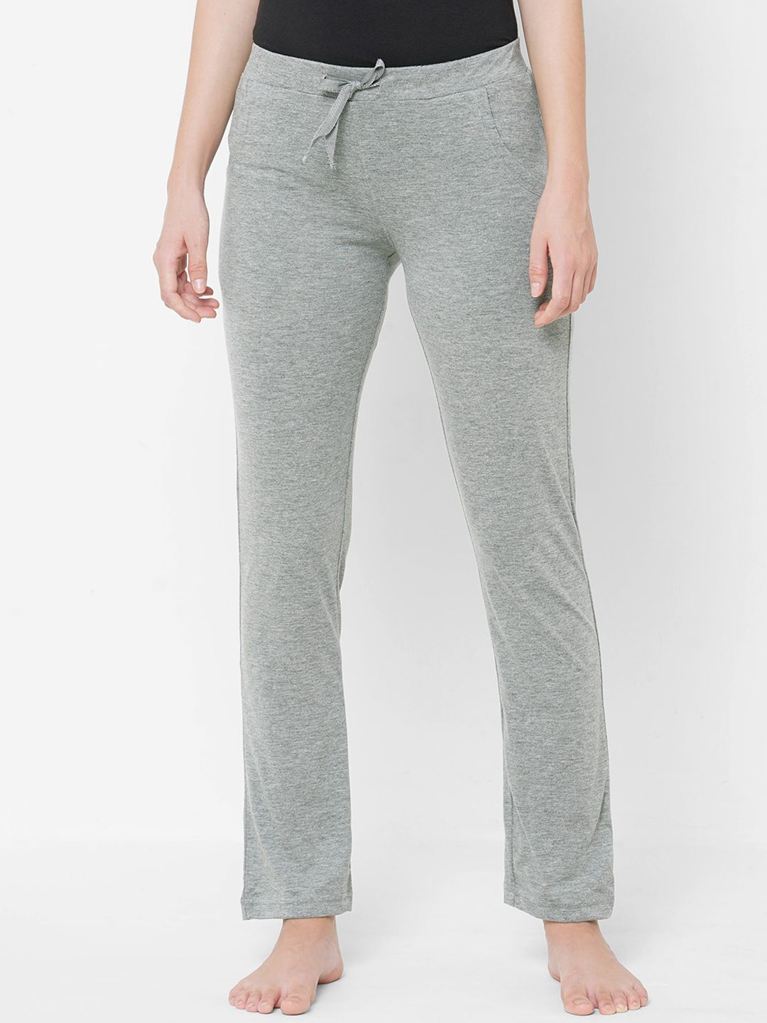 Sweet Dreams Women Grey Melange Solid Cotton Lounge Pants Price in India