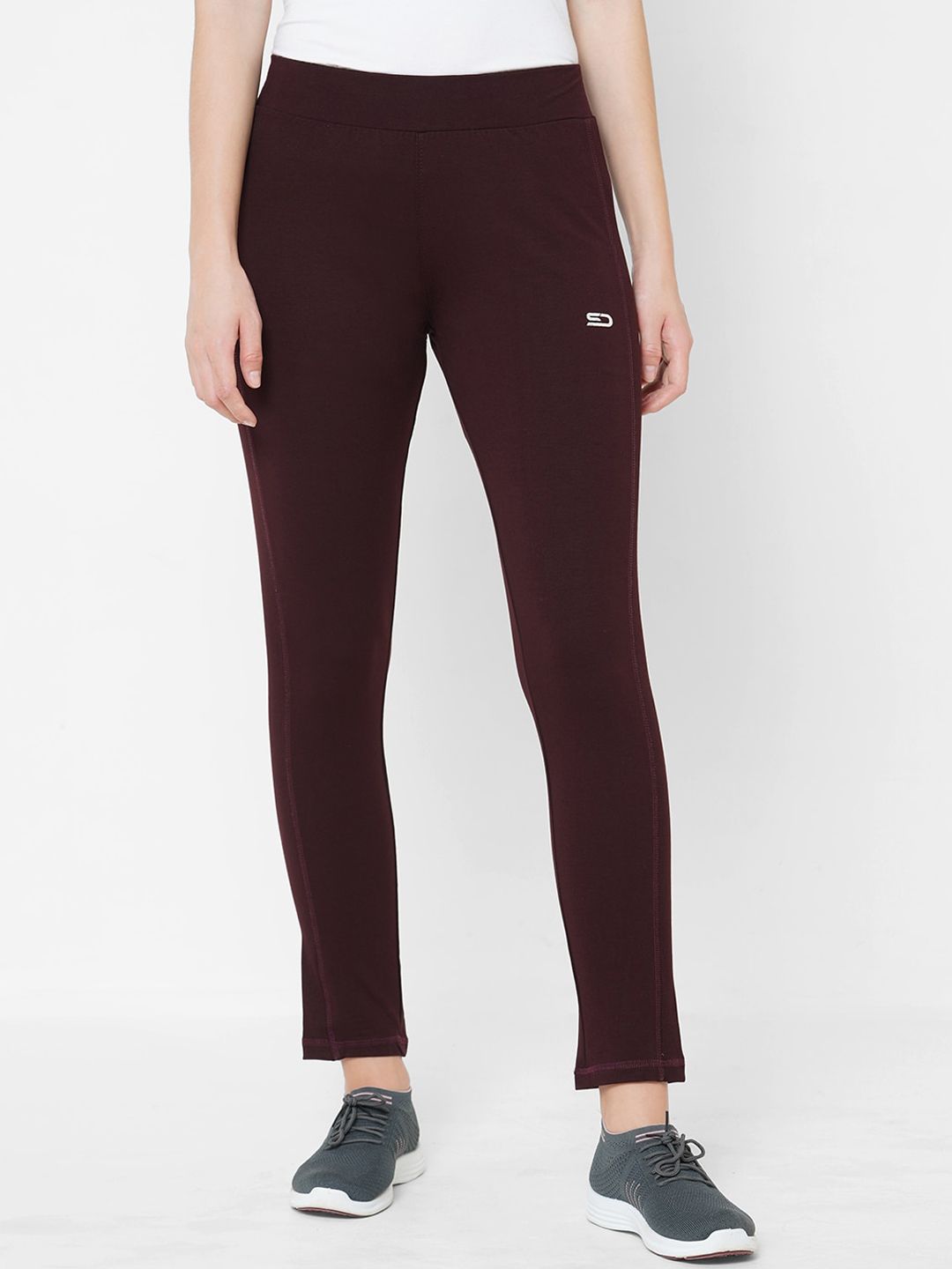 Sweet Dreams Women Burgundy Solid Pure Cotton Track Pants Price in India