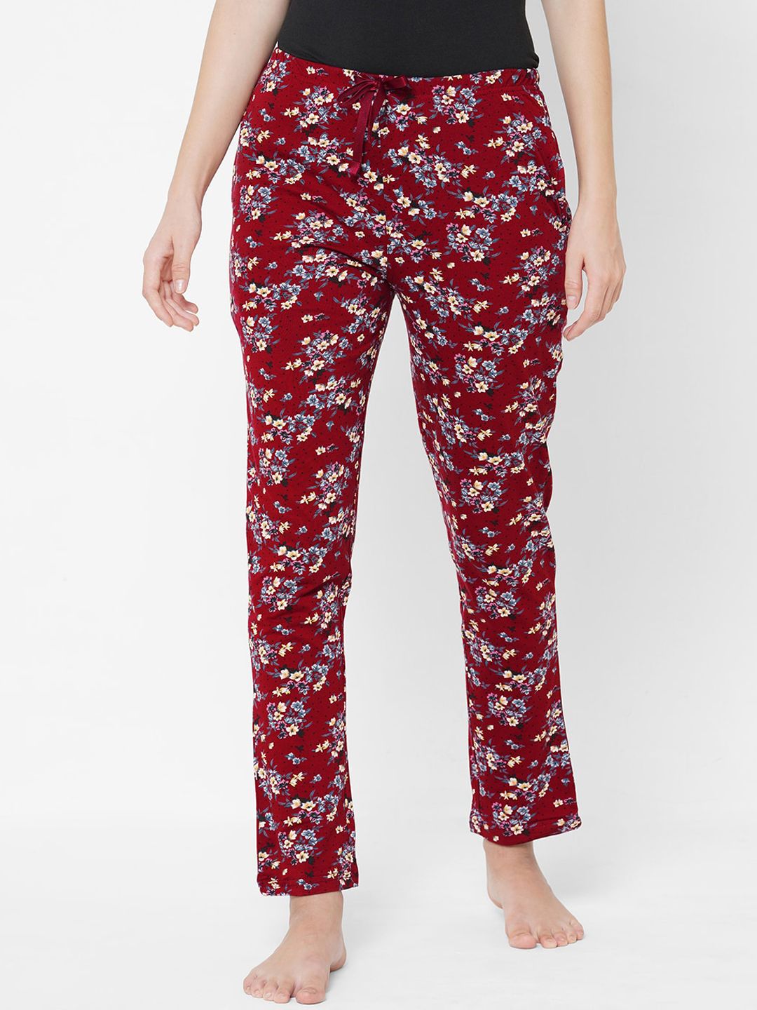 Sweet Dreams Red Printed Cotton Lounge Pants Price in India