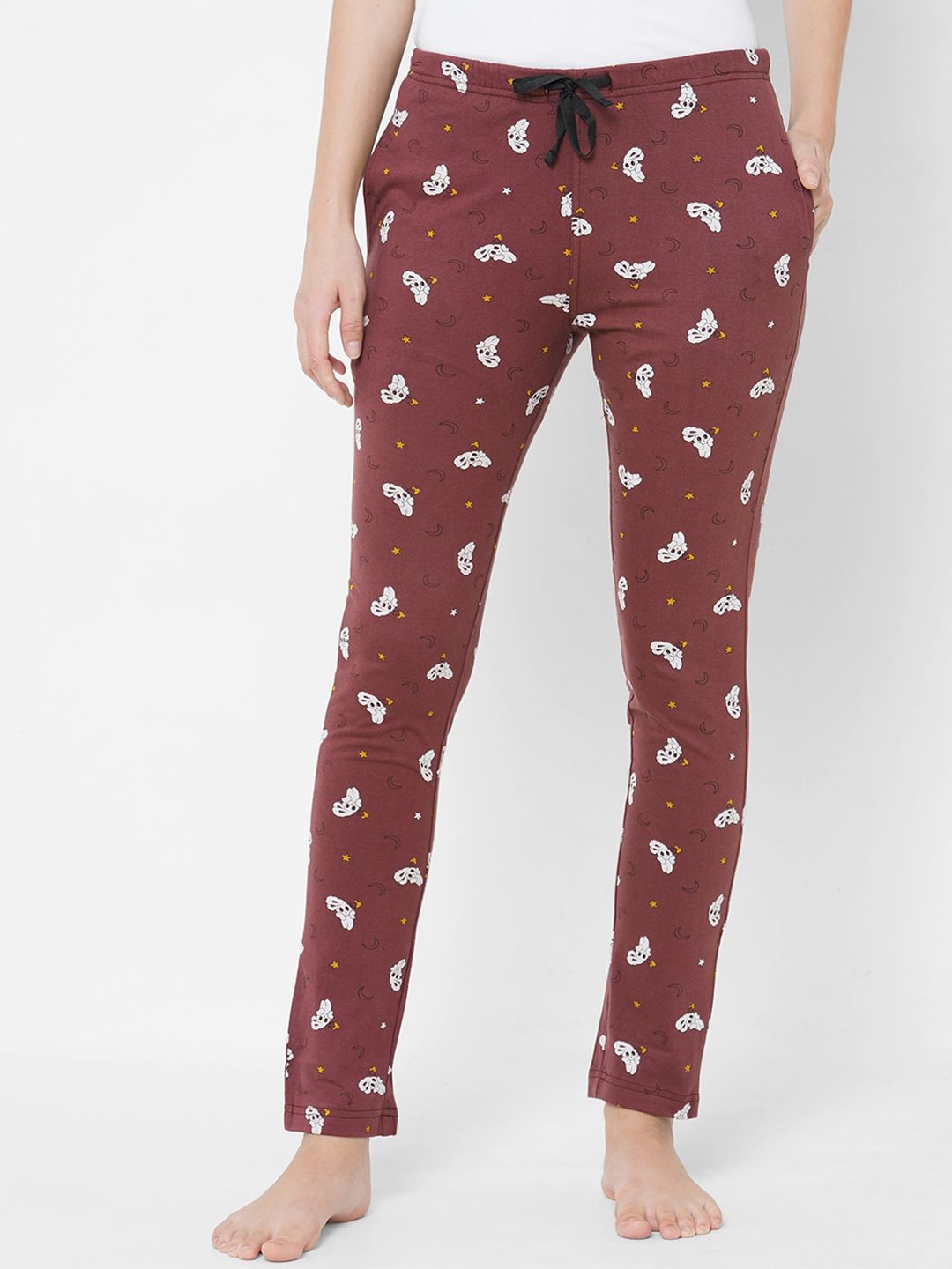 Sweet Dreams Brown Printed Cotton Lounge Pants Price in India