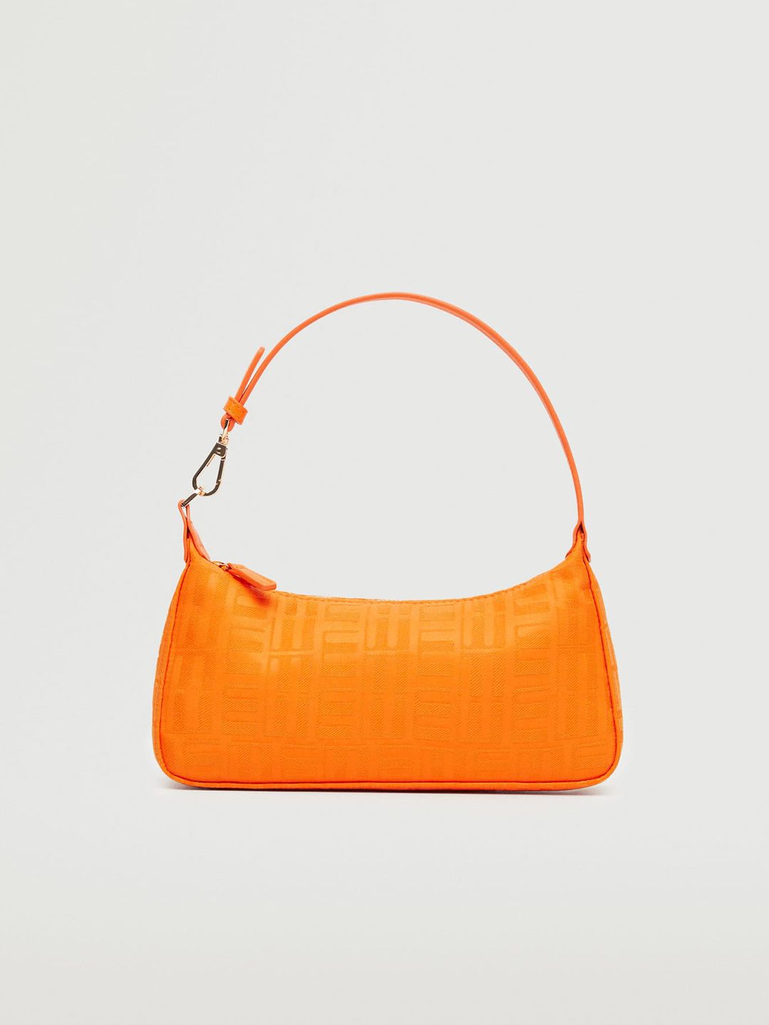 MANGO Orange Textured Baguette Bag Price in India