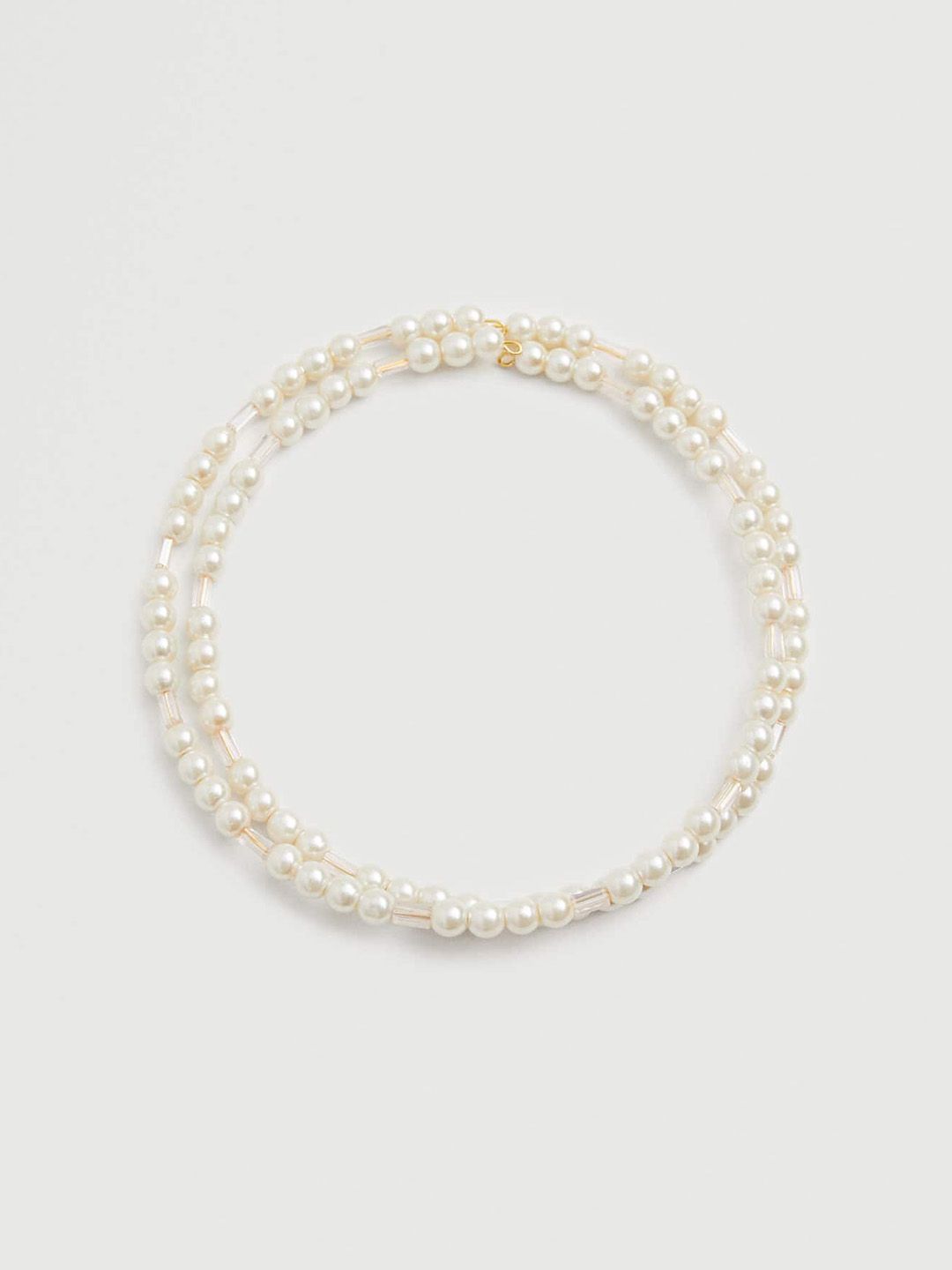 MANGO Set of 2 White Beaded Choker Necklace Price in India