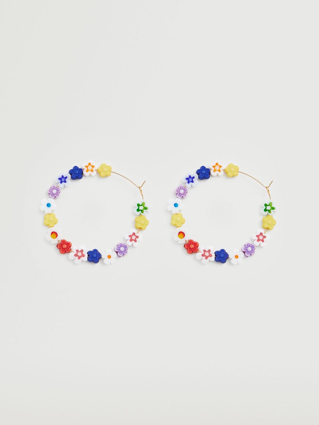 MANGO Multicoloured Beaded Circular Hoop Earrings Price in India