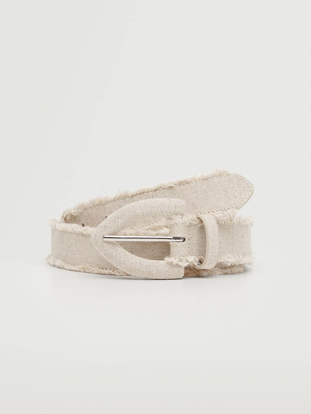 MANGO Women Cream-Coloured Solid Belt with Fringed Finish Price in India