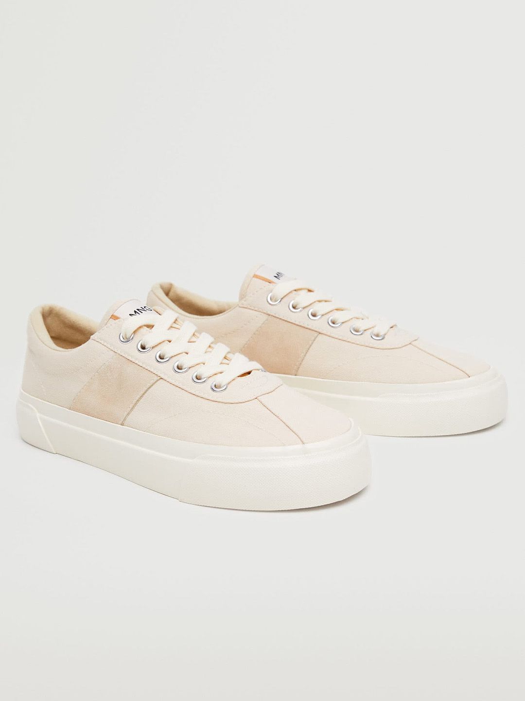 MANGO Women Off White Solid Sneakers Price in India