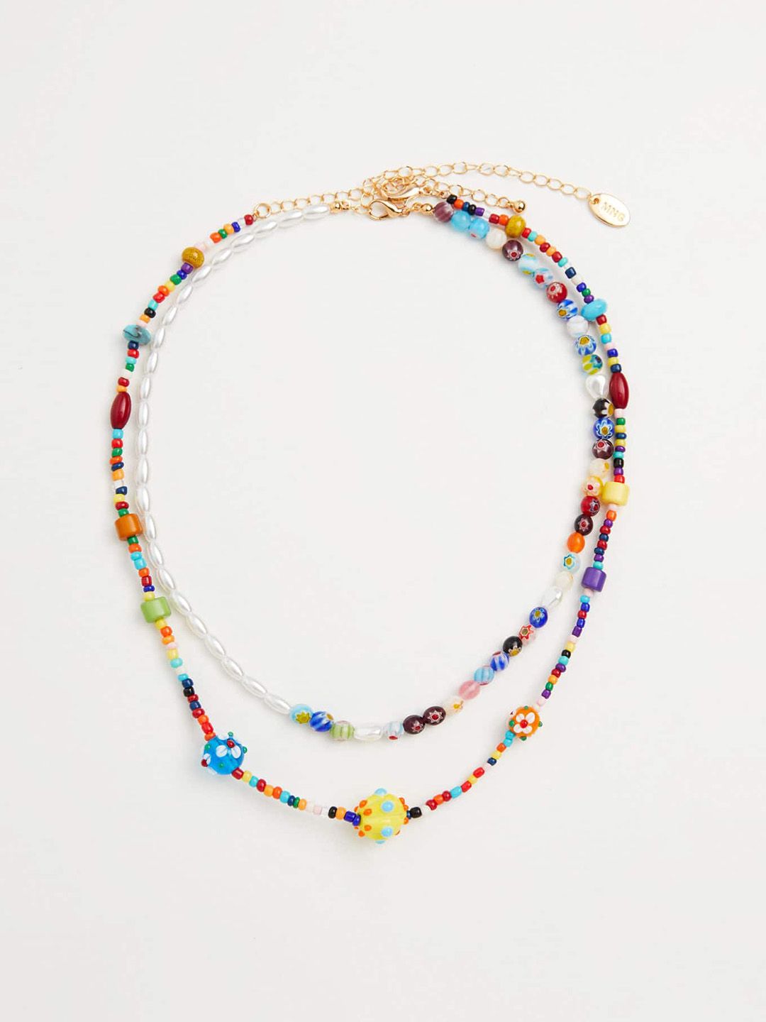 MANGO Set of 2 Multicoloured Beaded Necklace Price in India
