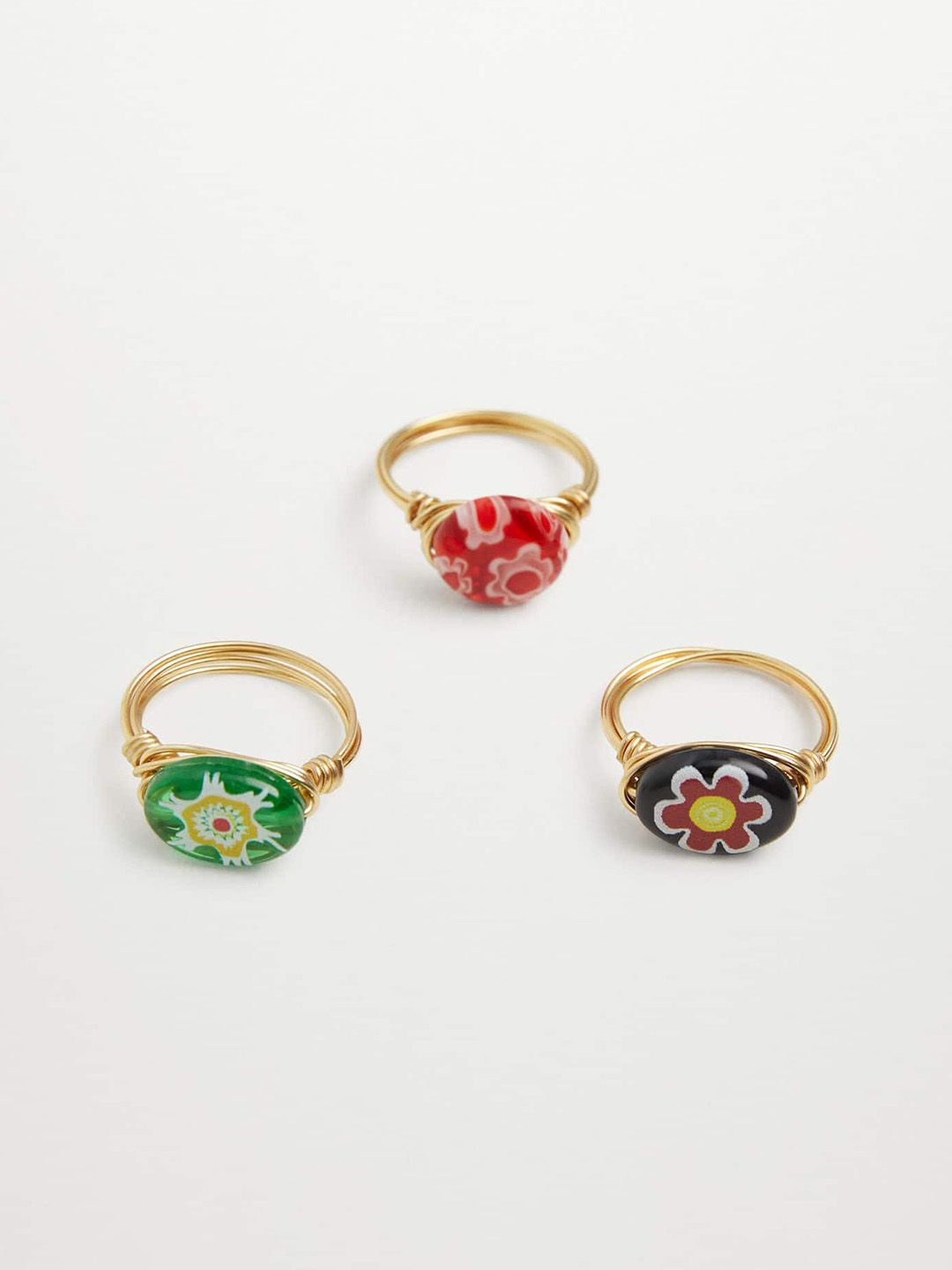 MANGO Set of 3 Gold-Toned Finger Rings Price in India