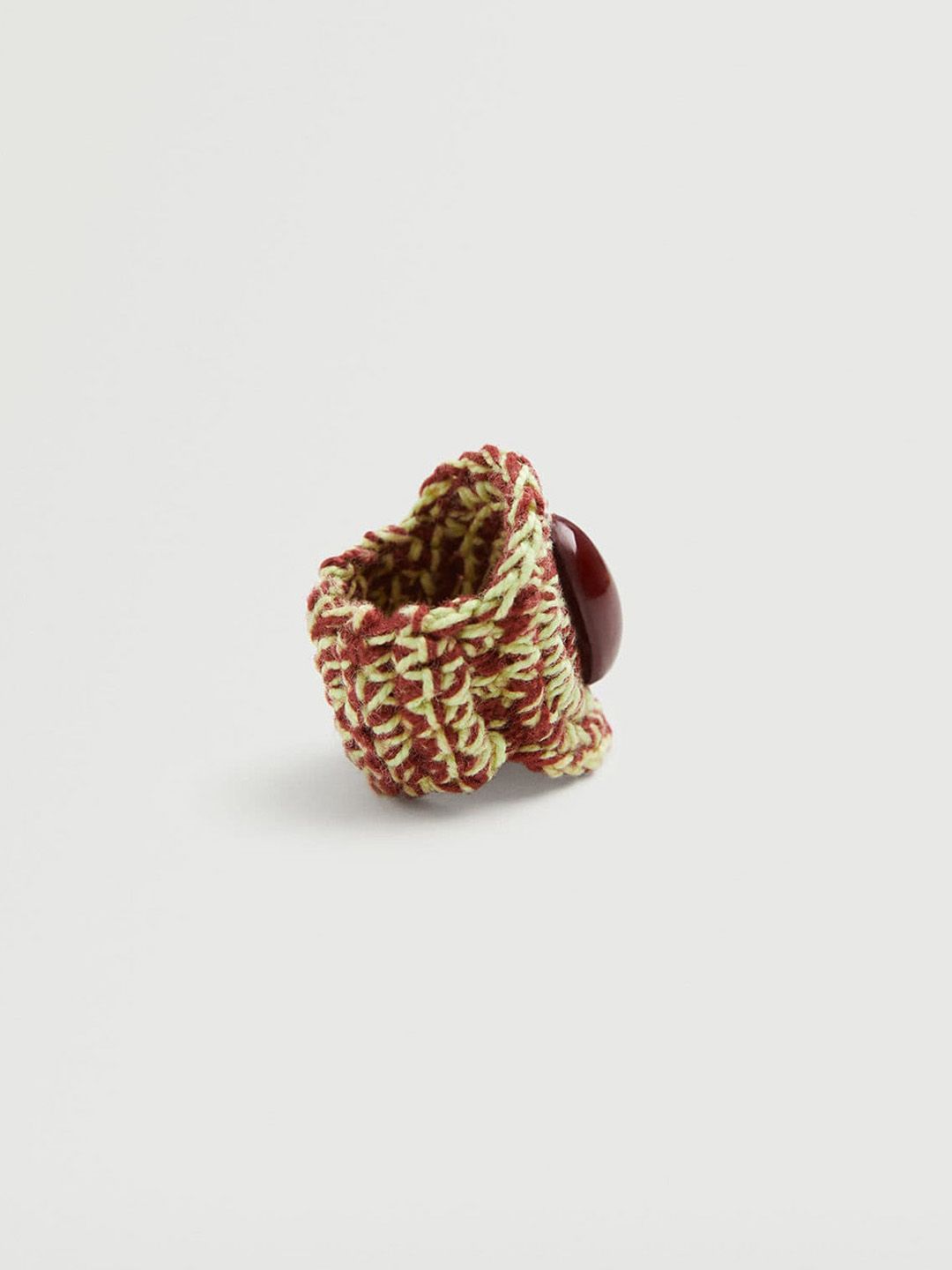 MANGO Maroon & Green Stone-Studded Crochet Finger Ring Price in India