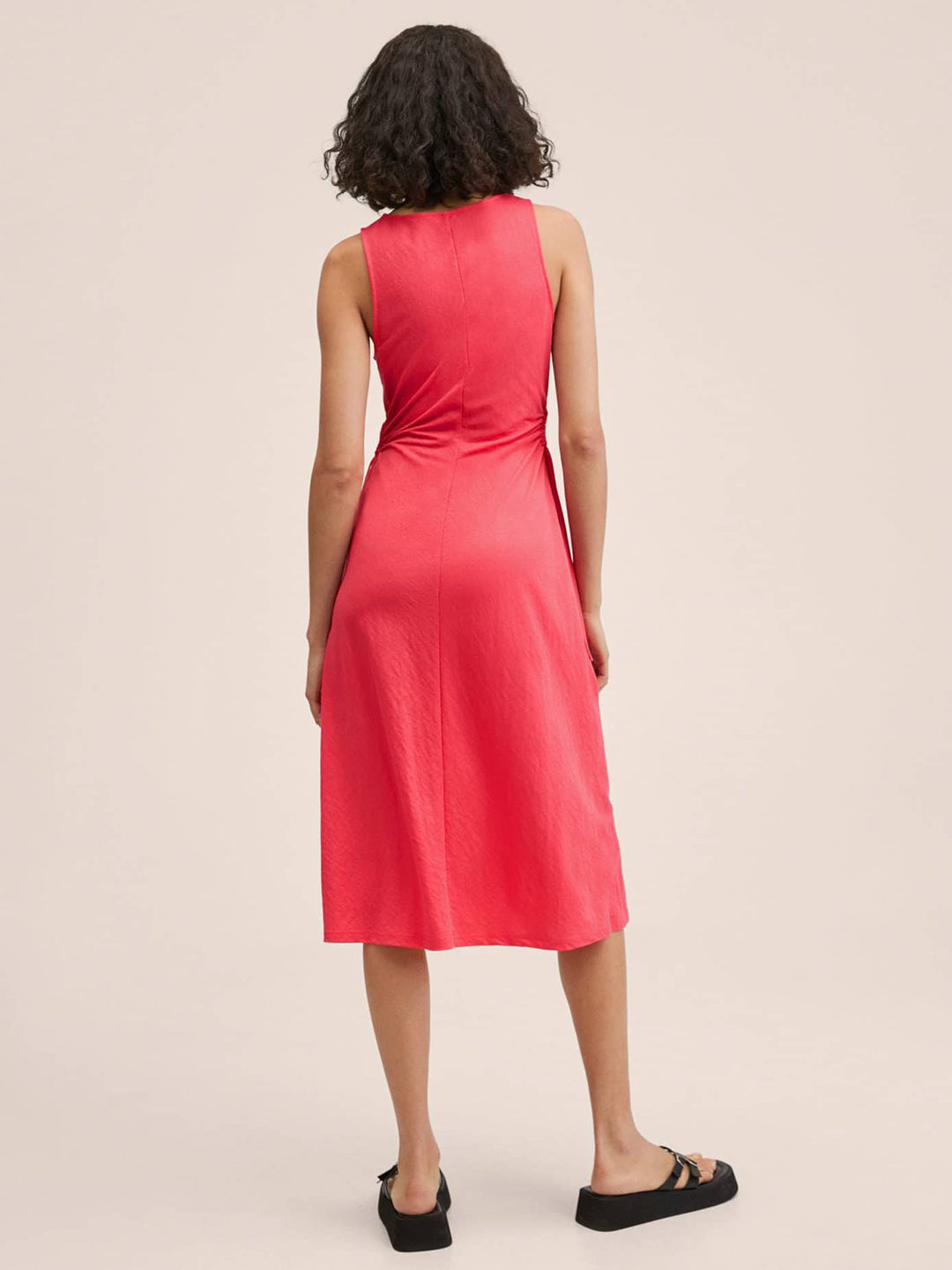 Buy MANGO Magenta Pink A-Line Midi Dress with Cut-Out Detail - Dresses for  Women 18257570 | Myntra