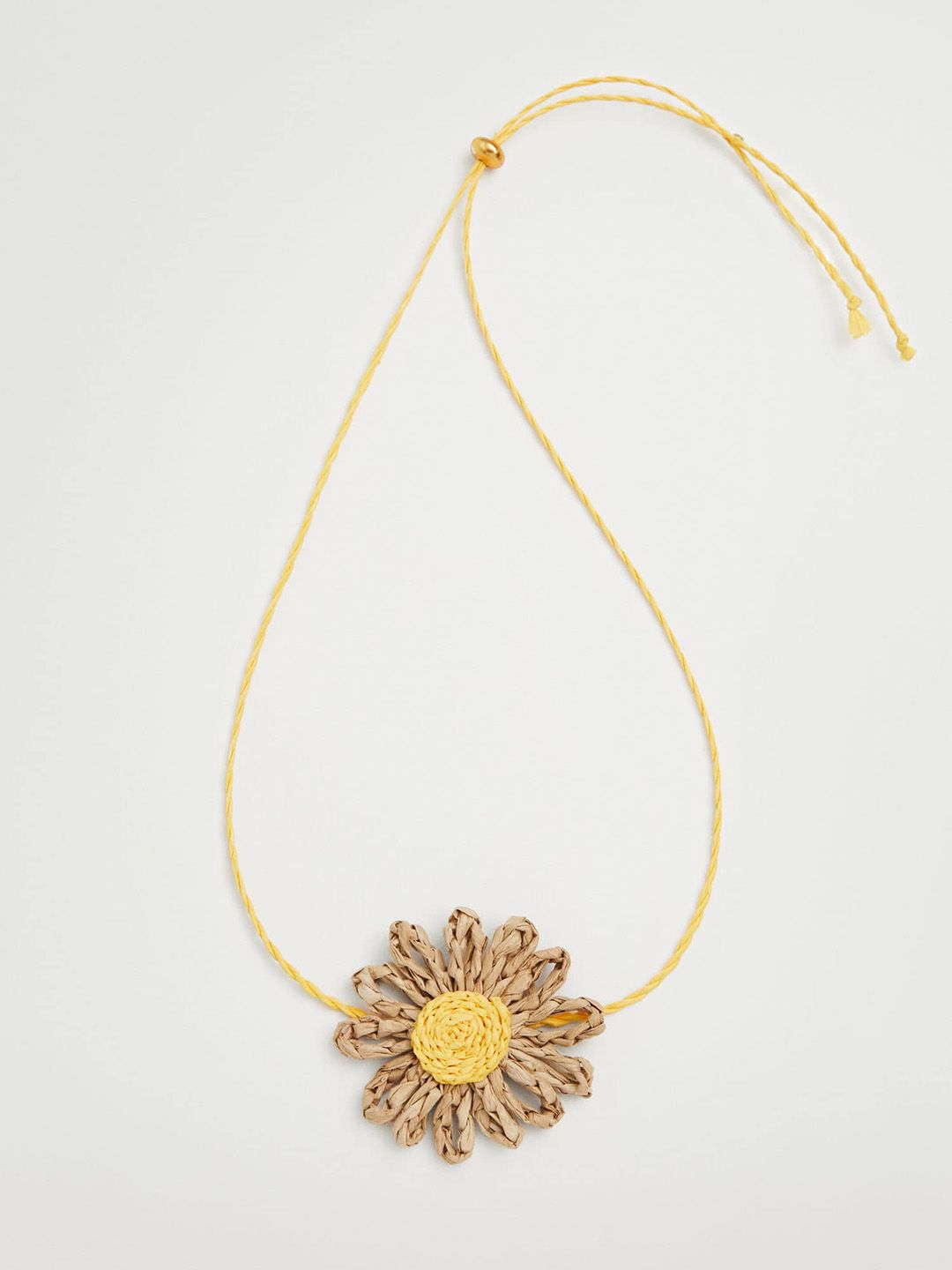 MANGO Women Beige & Yellow Floral Crochet Necklace Price in India