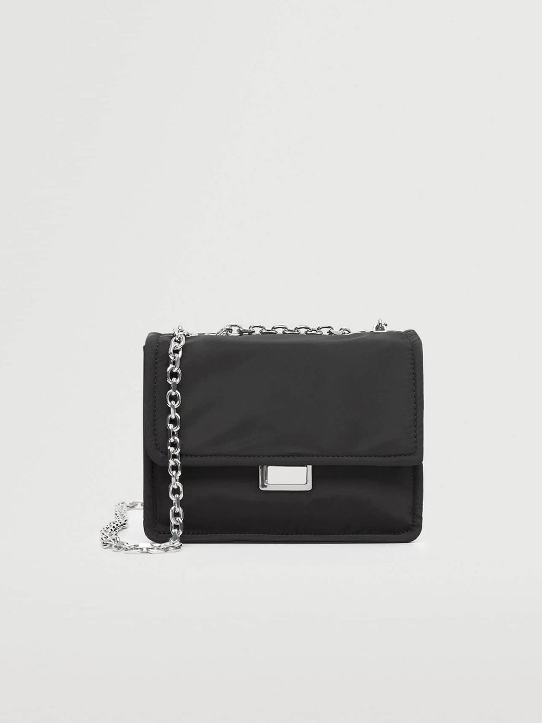 MANGO Black Solid Structured Sling Bag Price in India