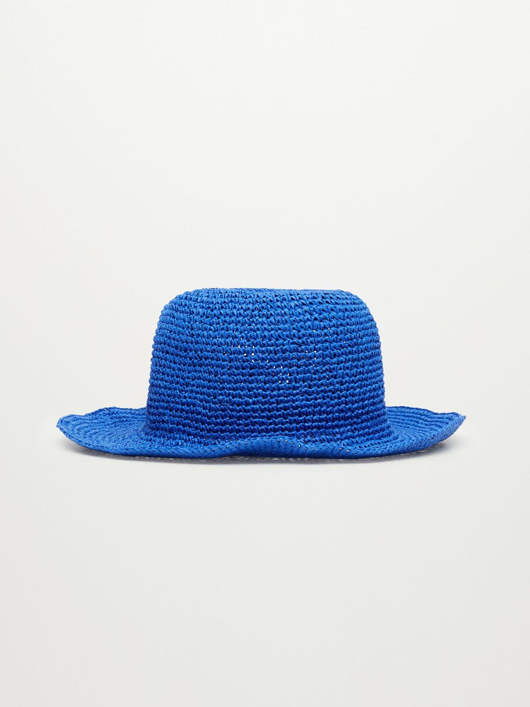 MANGO Women Blue Solid Crochet Bucket Hat Price in India