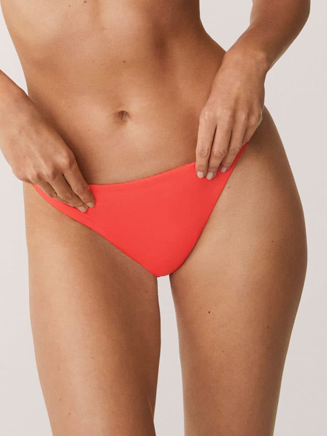 MANGO Women Red Solid Swim Bikini Breifs Price in India