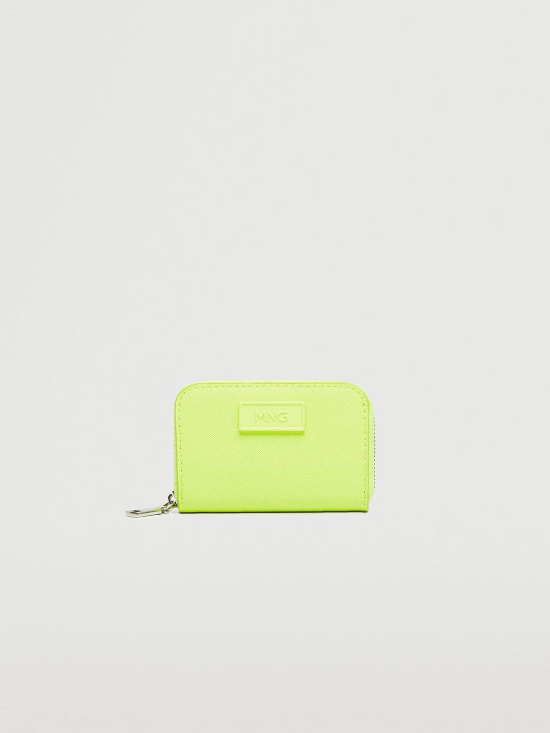 MANGO Women Fluorescent Green Solid Zip Around Wallet Price in India