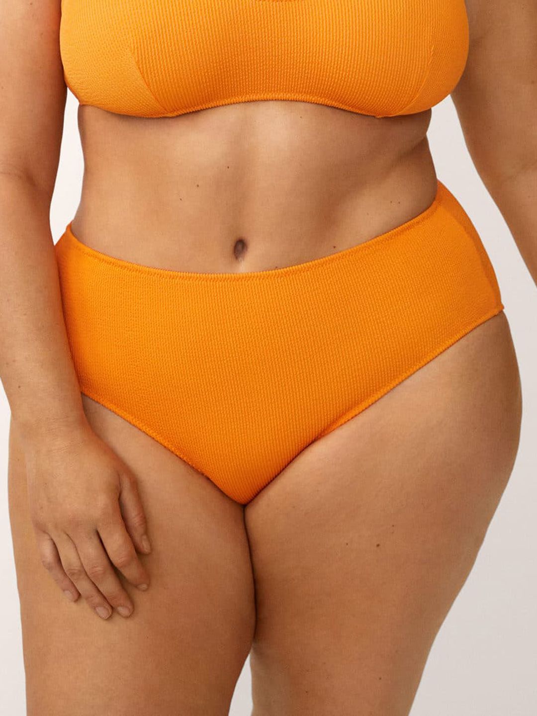 MANGO Women Orange Self-Design High-Rise Bikini Briefs Price in India