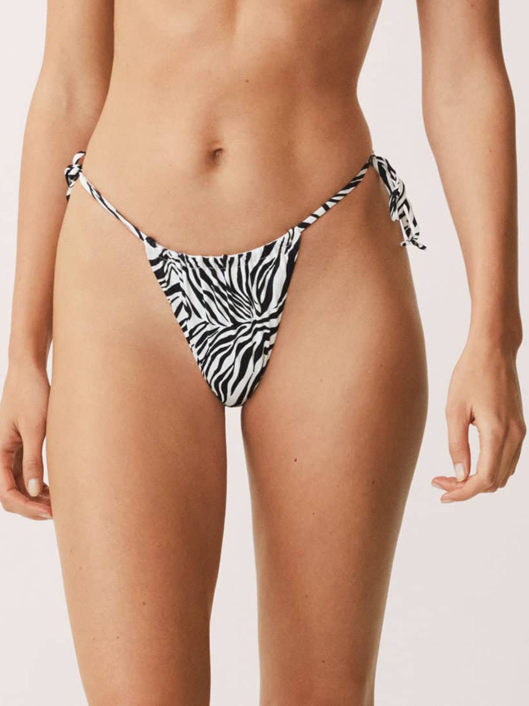 MANGO Women Black & White Zebra Print Bikini Thong Price in India