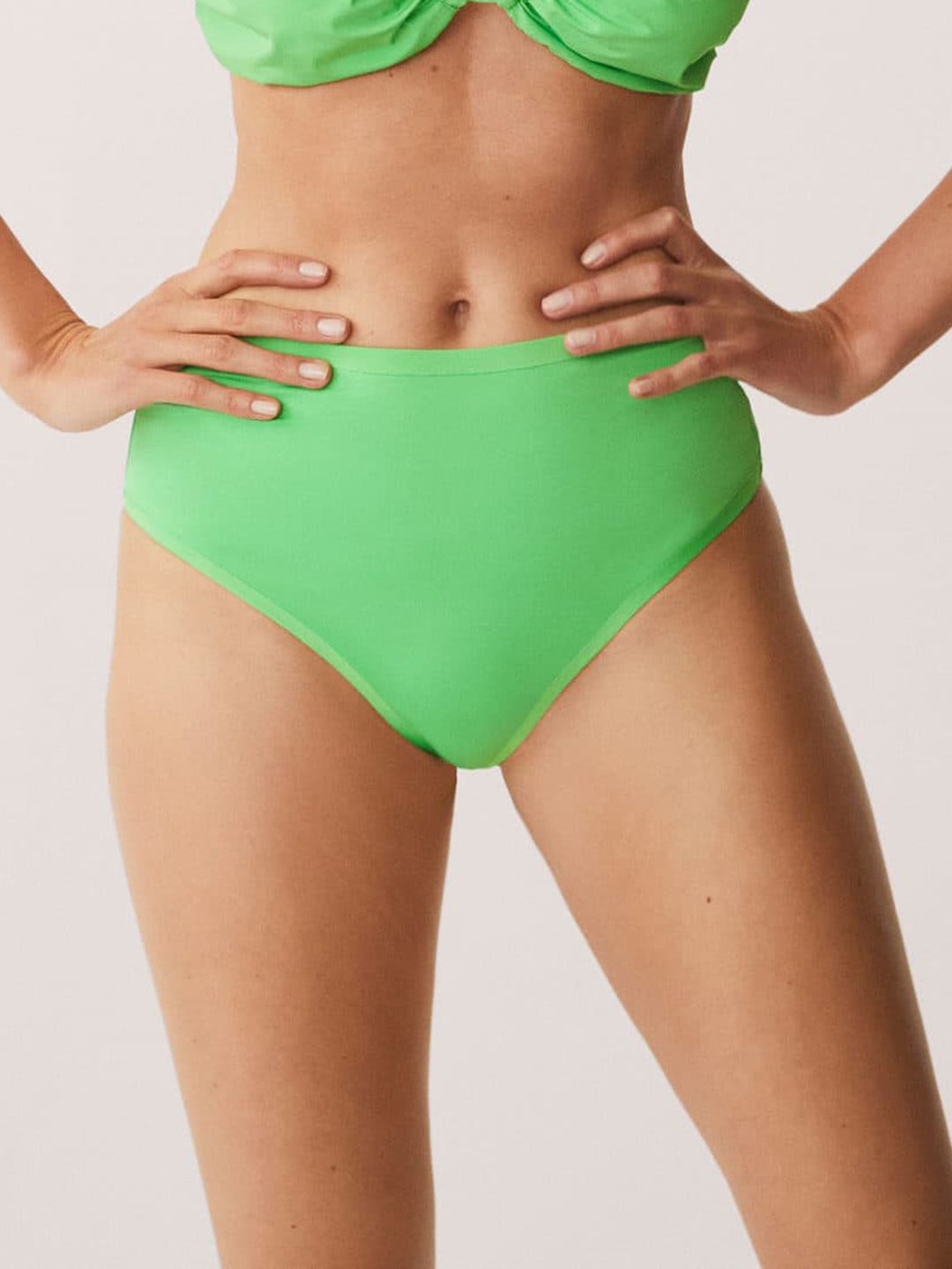 MANGO Women Green Solid  Bikini Bottom Price in India