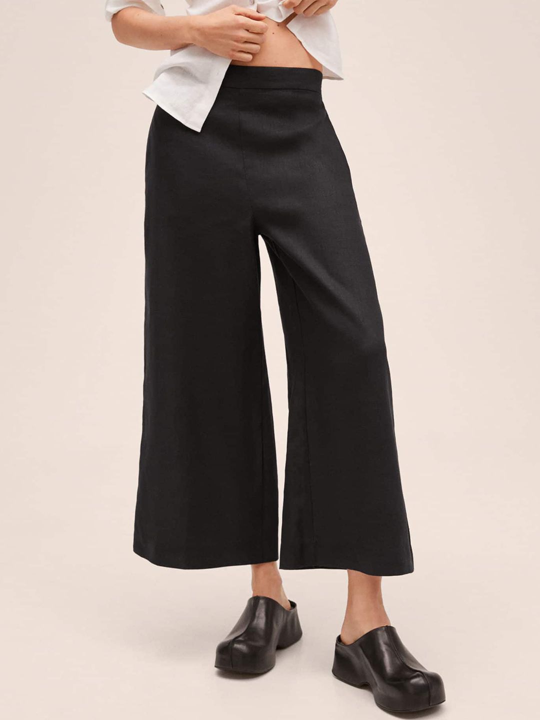 MANGO Women Black Solid Culottes Trousers Price in India