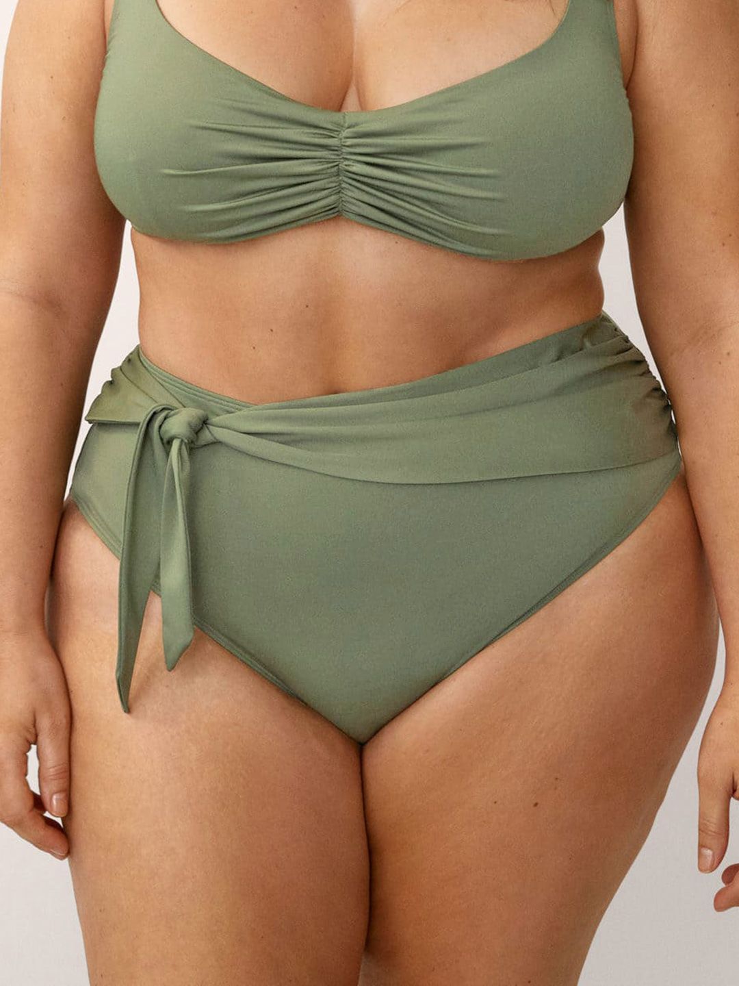 MANGO Women Olive Green  High-Rise Solid Bikini Briefs Price in India