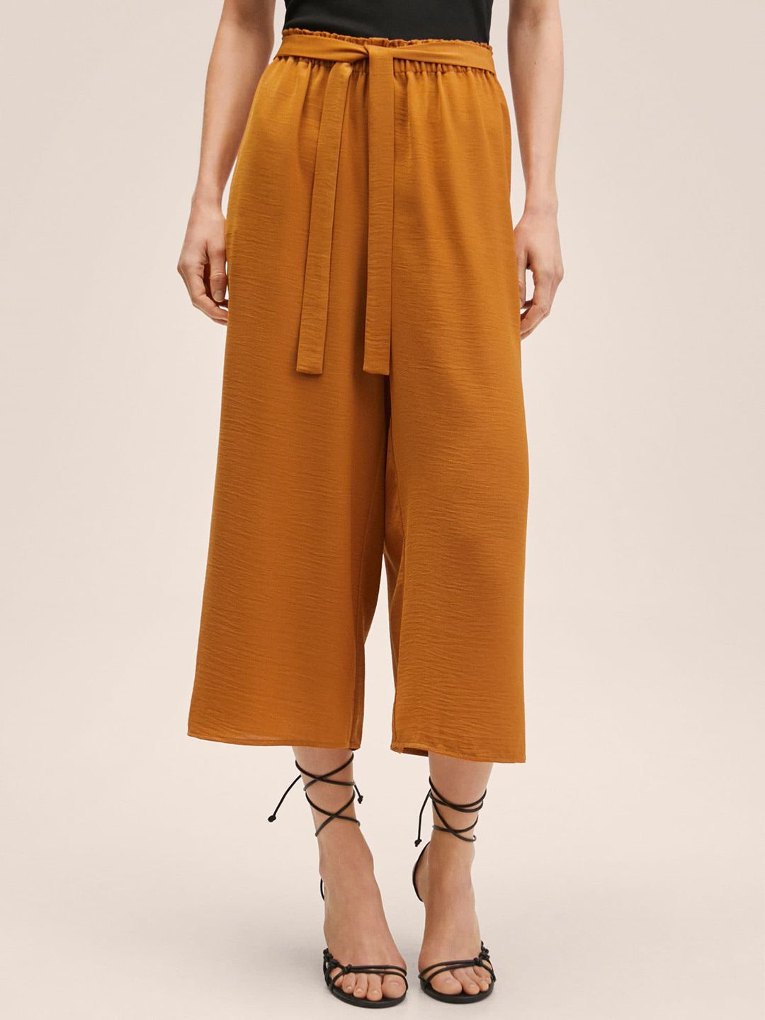 MANGO Women Rust Pleated Culottes Trousers Price in India