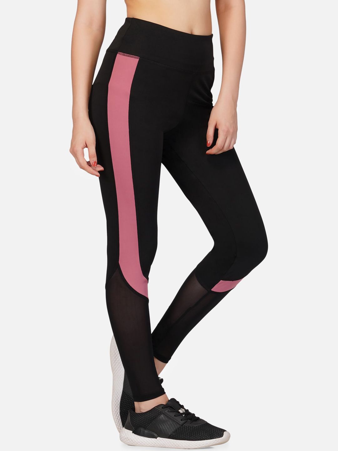 IMPERATIVE Women Black & Pink Solid Tights Price in India