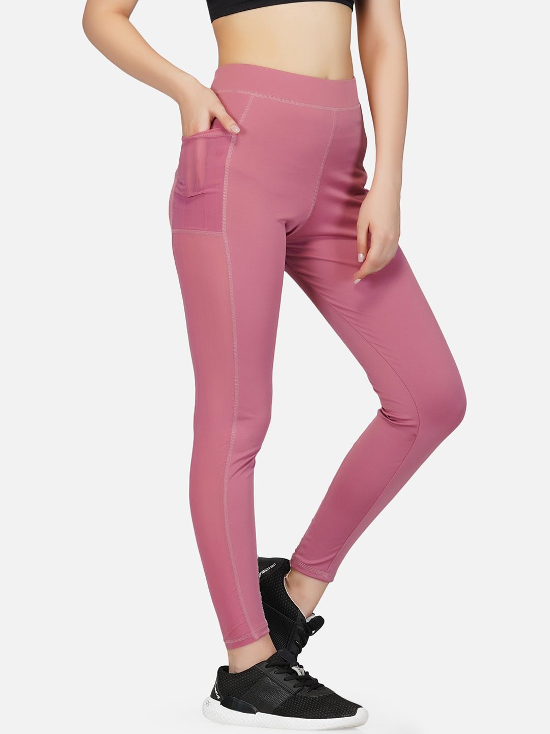 IMPERATIVE Women Pink Solid Slim-Fit Ankle-Length Tights Price in India