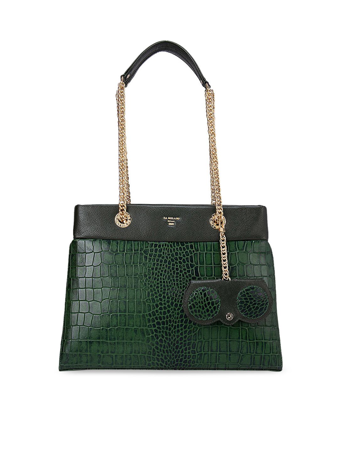 Da Milano Green Textured Leather Shopper Shoulder Bag Price in India