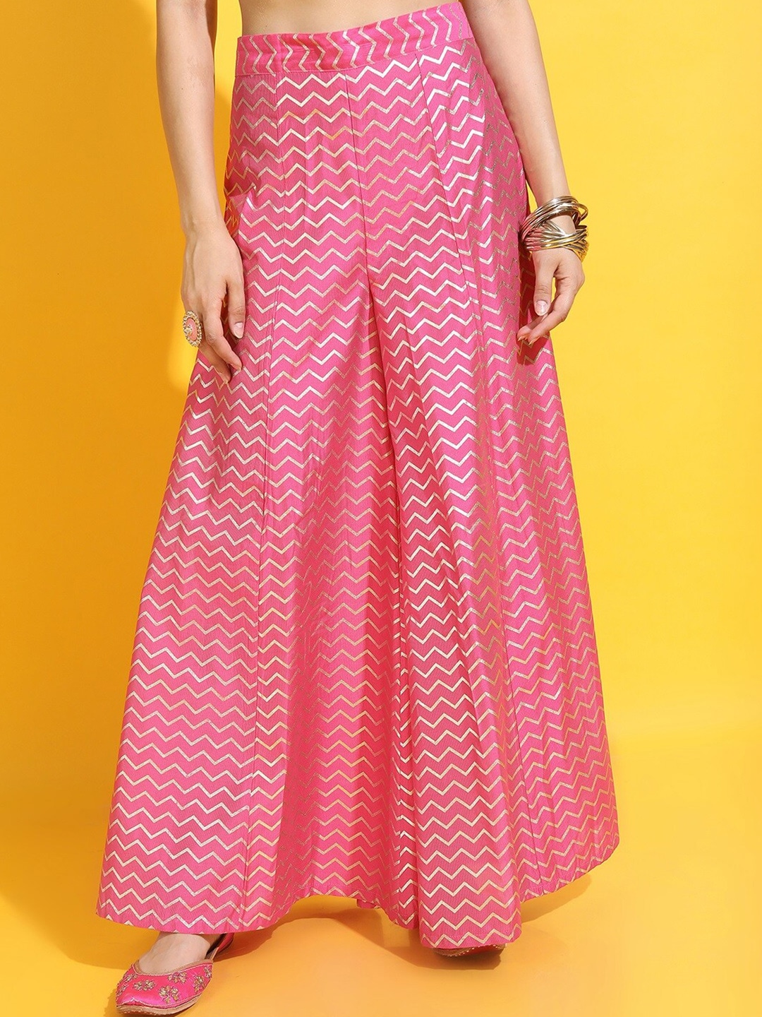 Vishudh Women Pink Ethnic Motifs Palazzos Price in India