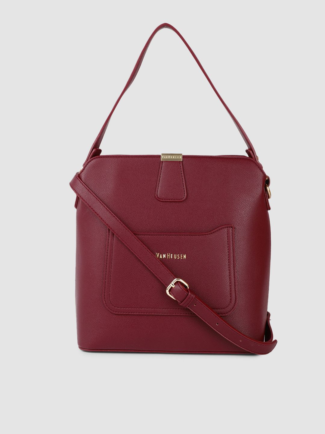 Van Heusen Burgundy Solid Hobo Bag Price in India