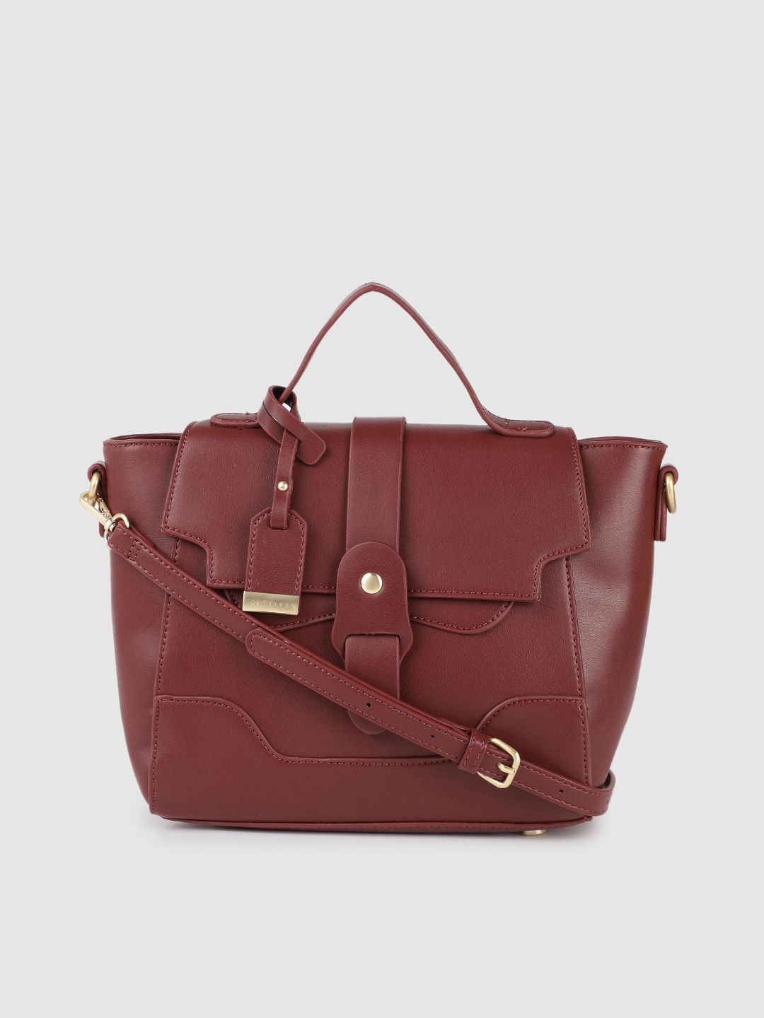 Van Heusen Burgundy PU Structured Satchel Price in India