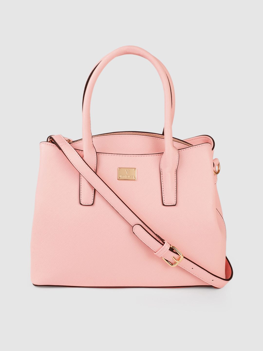 Van Heusen Pink Solid Handheld Bag Price in India