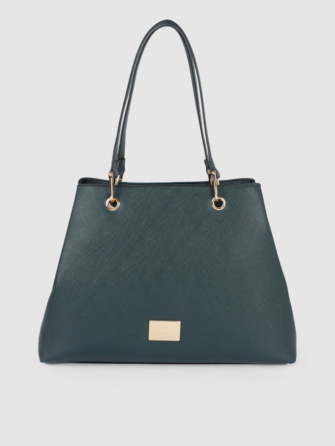 Van Heusen Teal Green Solid Structured Shoulder Bag Price in India