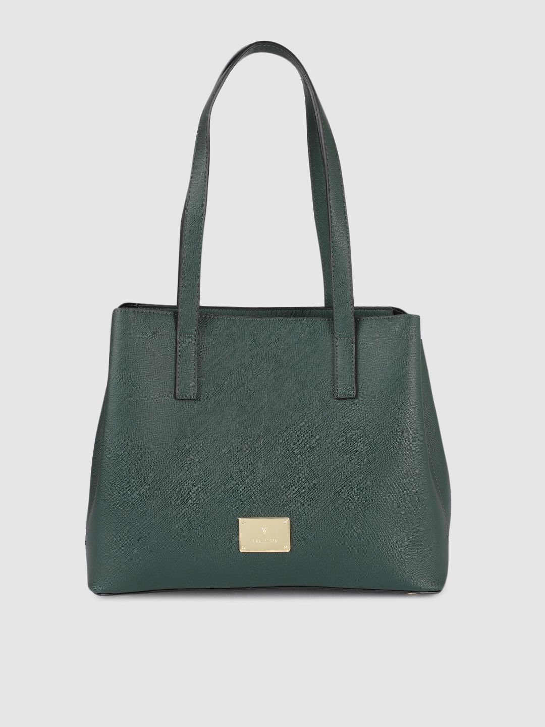 Van Heusen Green Solid Structured Shoulder Bag Price in India