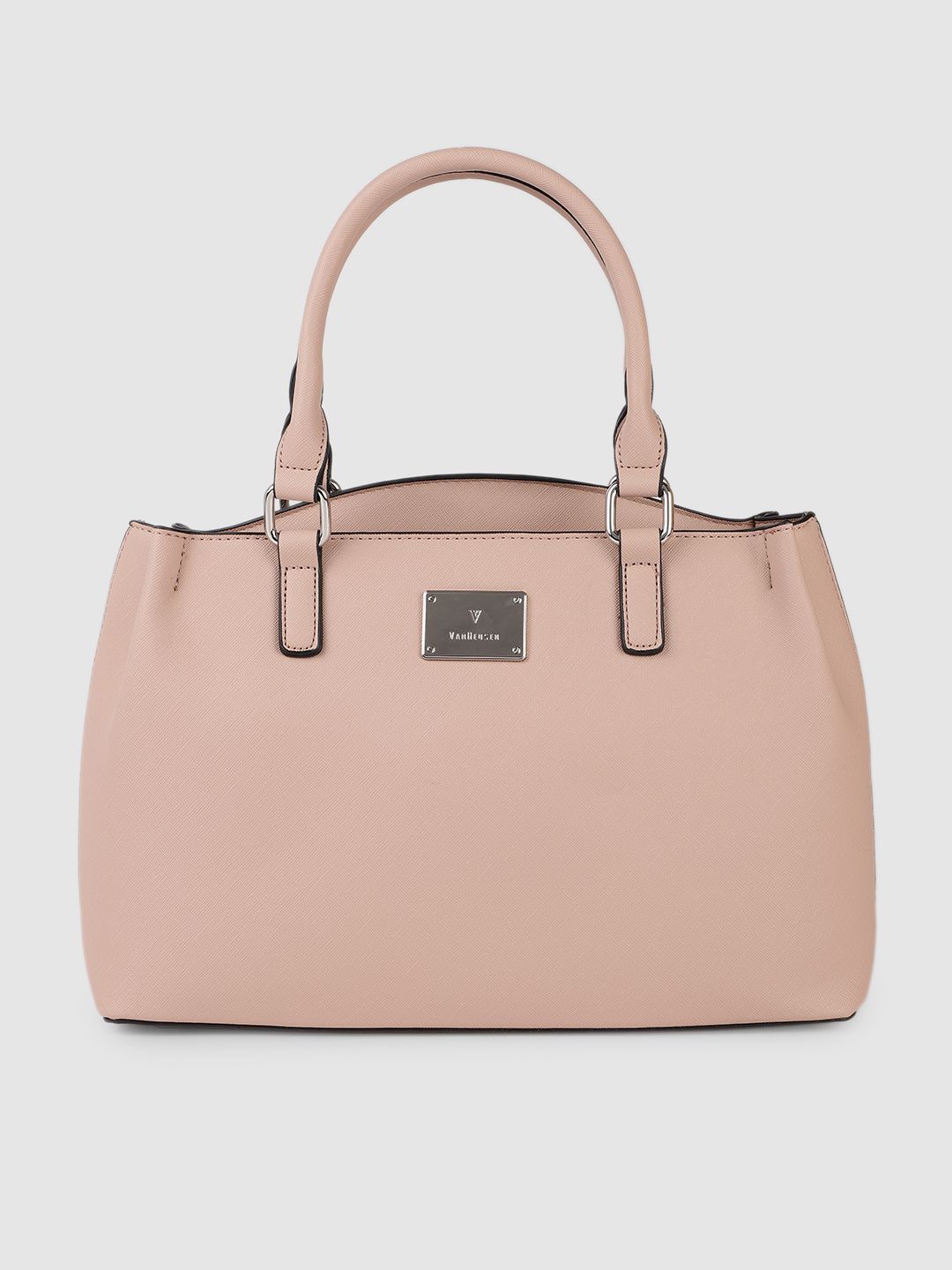 Van Heusen Pink Solid Structured Handheld Bag Price in India