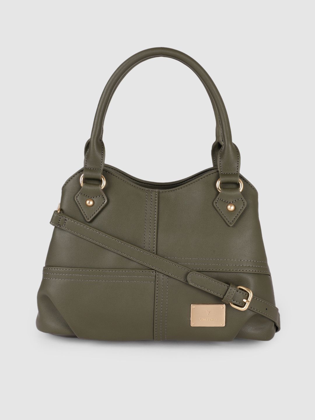 Van Heusen Olive Green PU Structured Handheld Bag Price in India