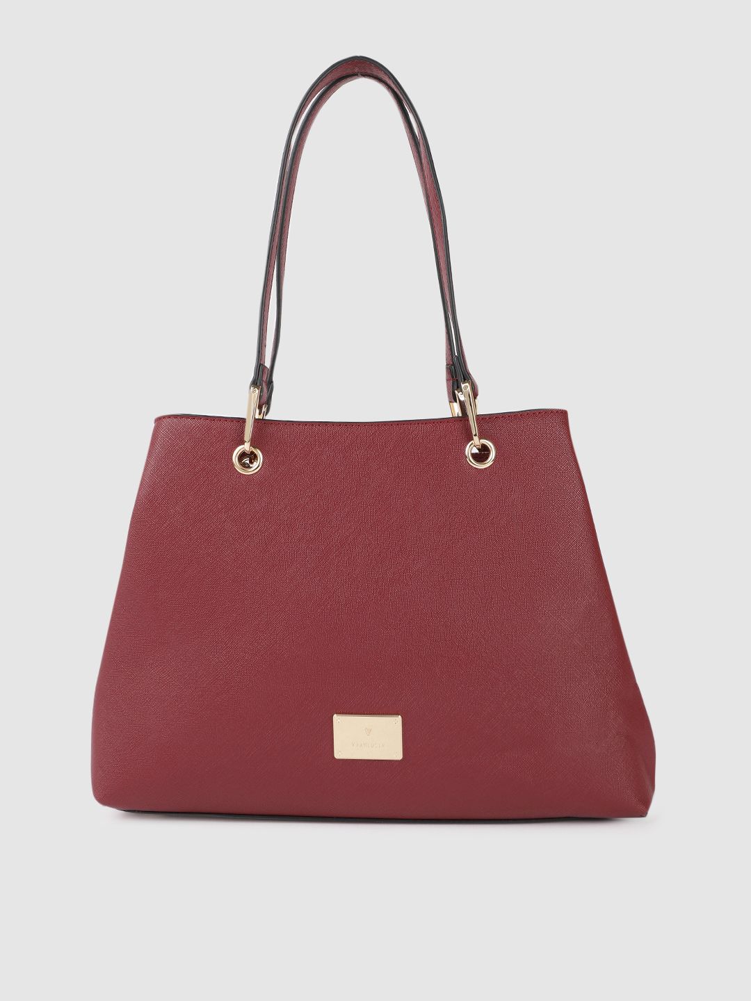 Van Heusen Maroon Textured PU Structured Shoulder Bag Price in India