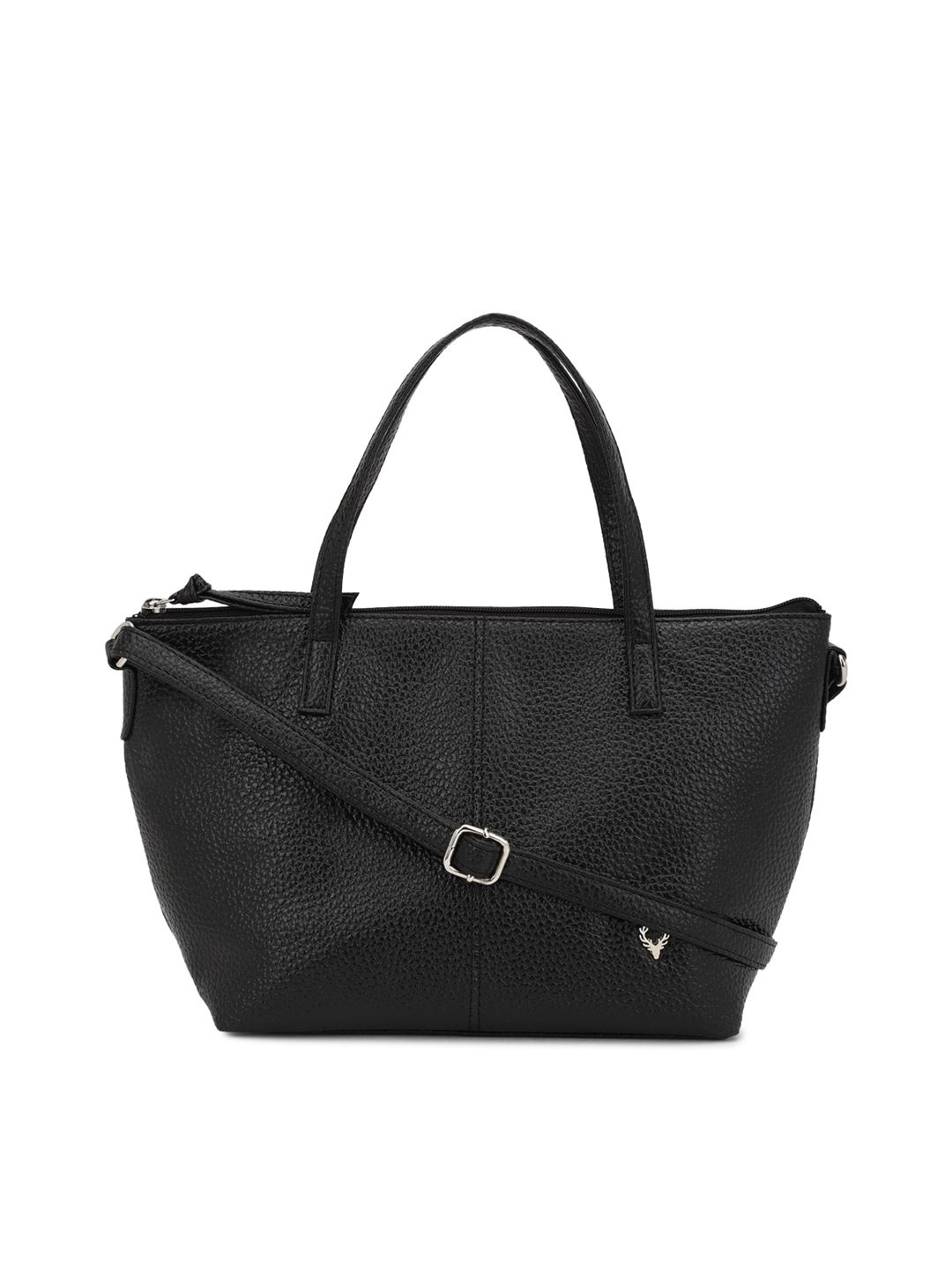 Allen Solly Woman Black Textured PU Structured Shoulder Bag Price in India