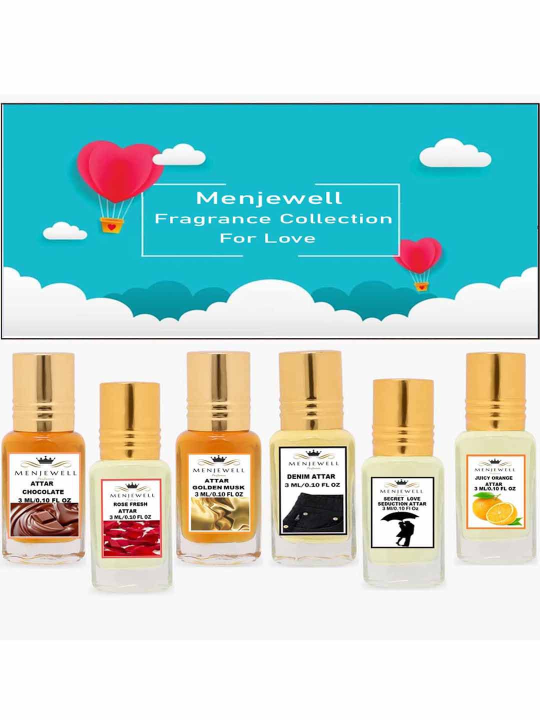 Menjewell Set of 6 Fine Fragrance Attar - 3 ml Each Price in India