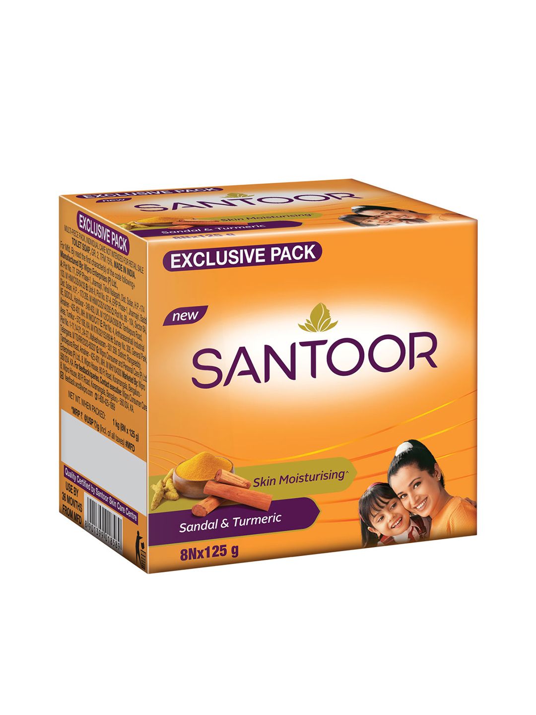 Santoor Set of 8 Sandal & Turmeric Soap - 125 g each