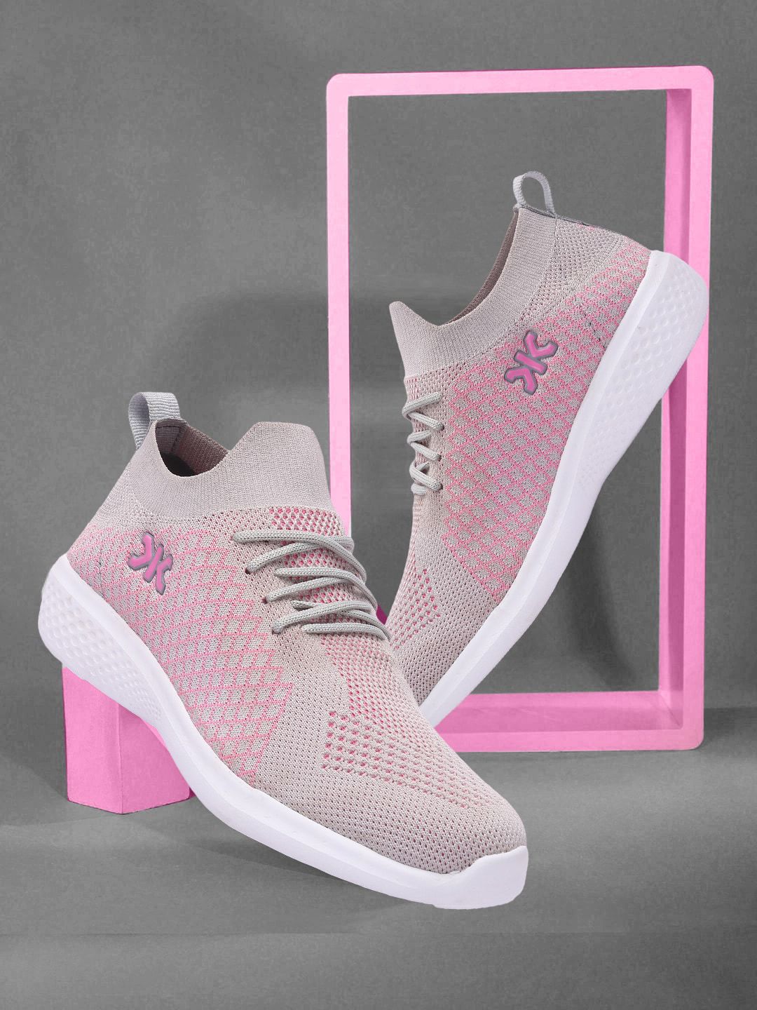 Killer Women Grey & Pink Colourblocked Lightweight Sneakers Price in India