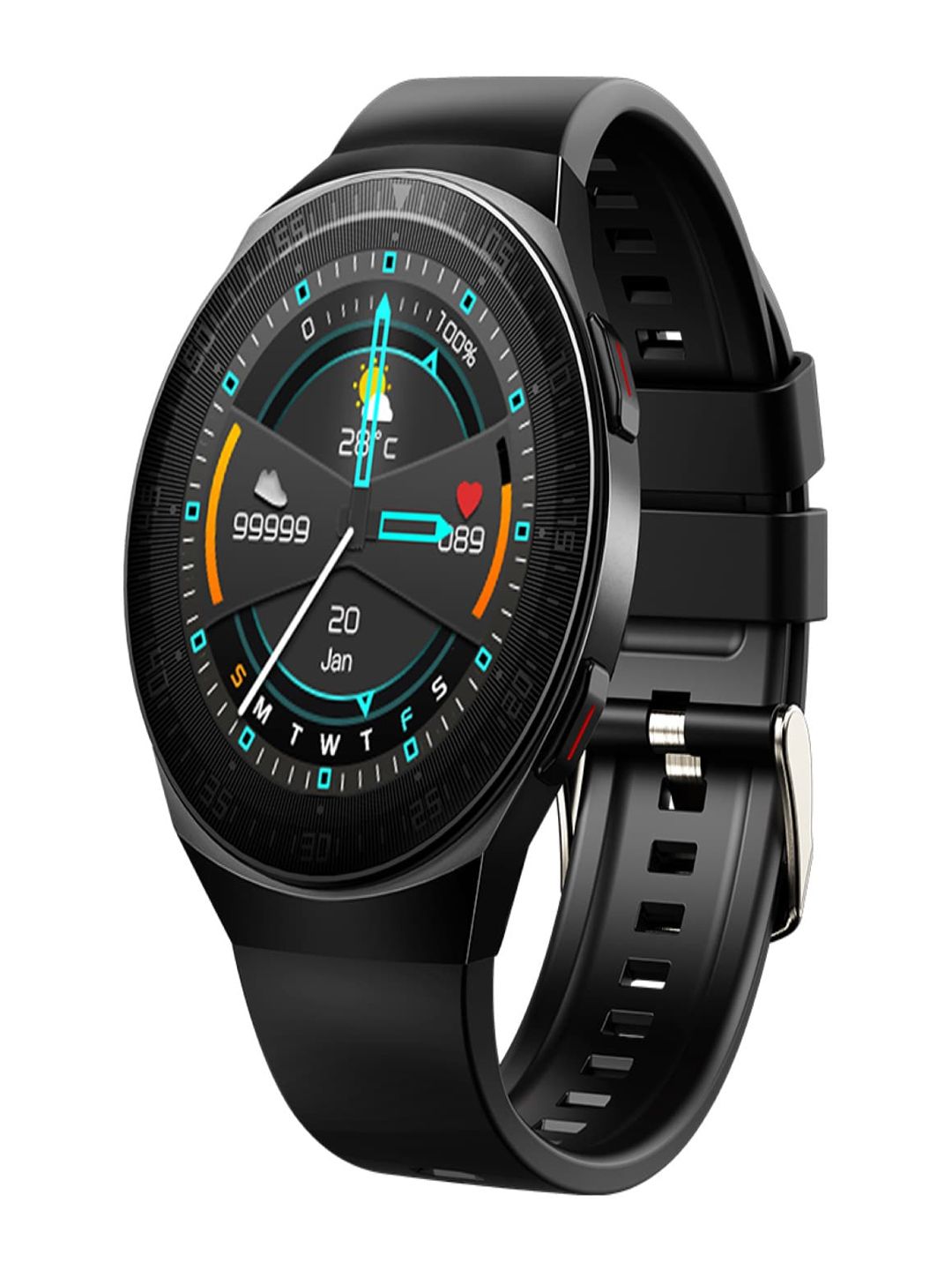 SHOPEVOLVES Black Solid NextFIT Song Full Touch Smart Watch Price in India