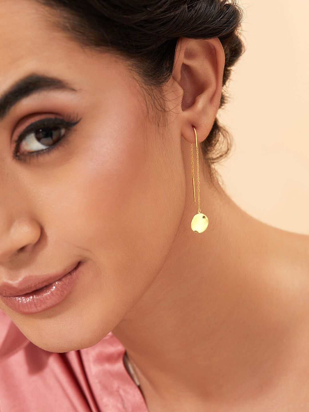 RUBANS 925 SILVER Gold-Plated Circular Drop Earrings Price in India