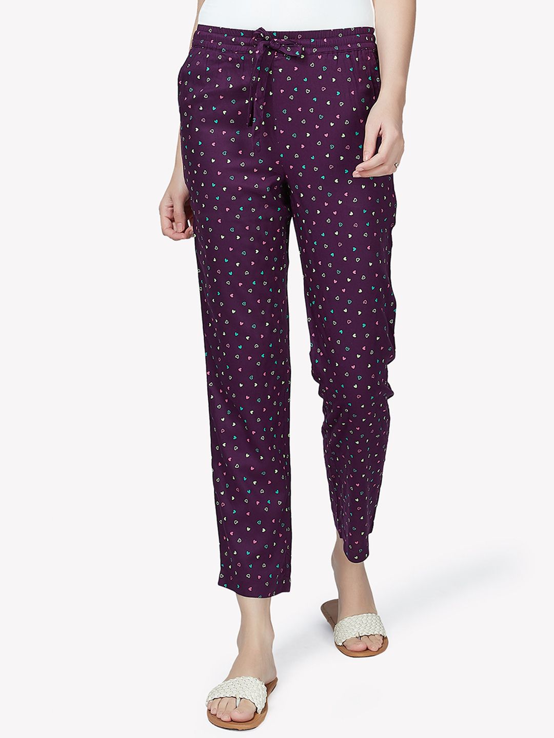 VASTRADO Women Purple Printed Cotton Lounge Pants Price in India