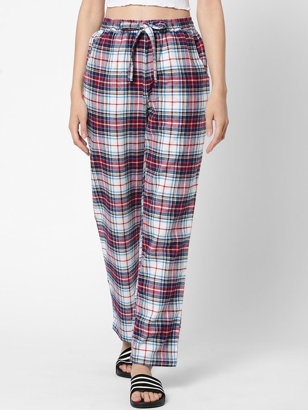 VASTRADO Red Checked Cotton Lounge Pants Price in India