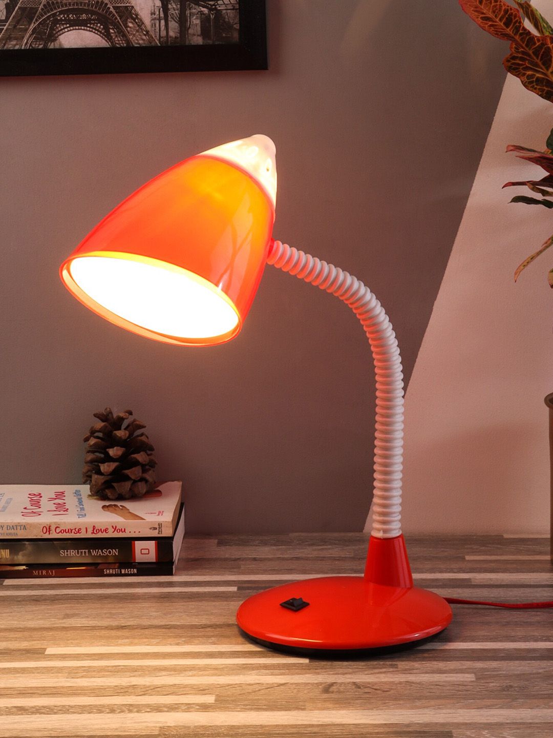 BEVERLY STUDIO Pink & White Metal Bell Shaped Quirky Study Lamp Price in India