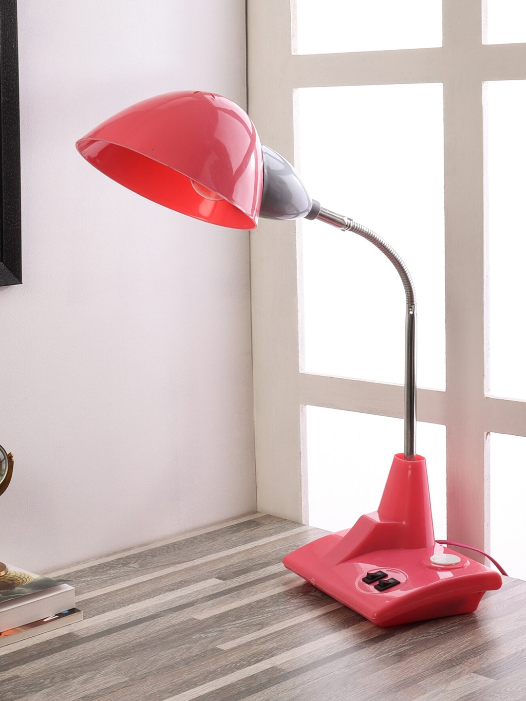 BEVERLY STUDIO Pink & Grey Metal Bell Shaped Quirky Study Lamp Price in India